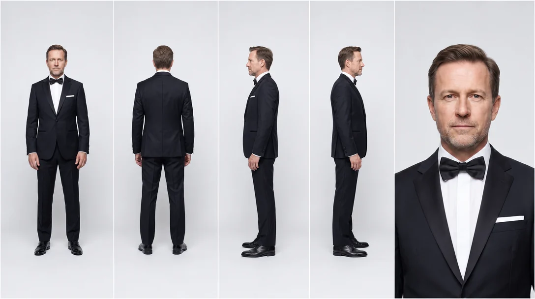 A woman in a tuxedo