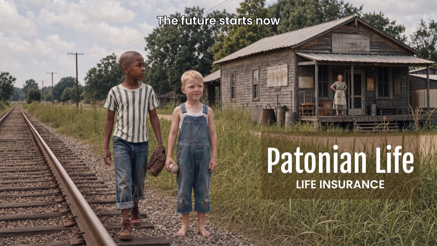 A finished life-insurance ad made in Ice Studio — scene, headline and brand lettering